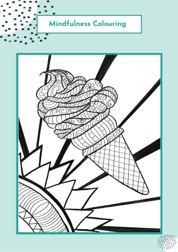 Mindful colouring book page 3 Ice Cream